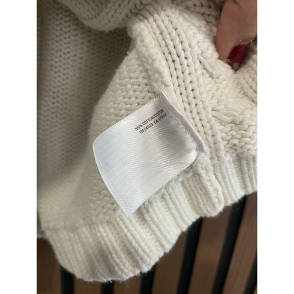 Hoodie Sweater Ecru Fisherman Cable Knit Toggle Hood Cardigan Cotton 18-24 Month - Picture 7 of 8